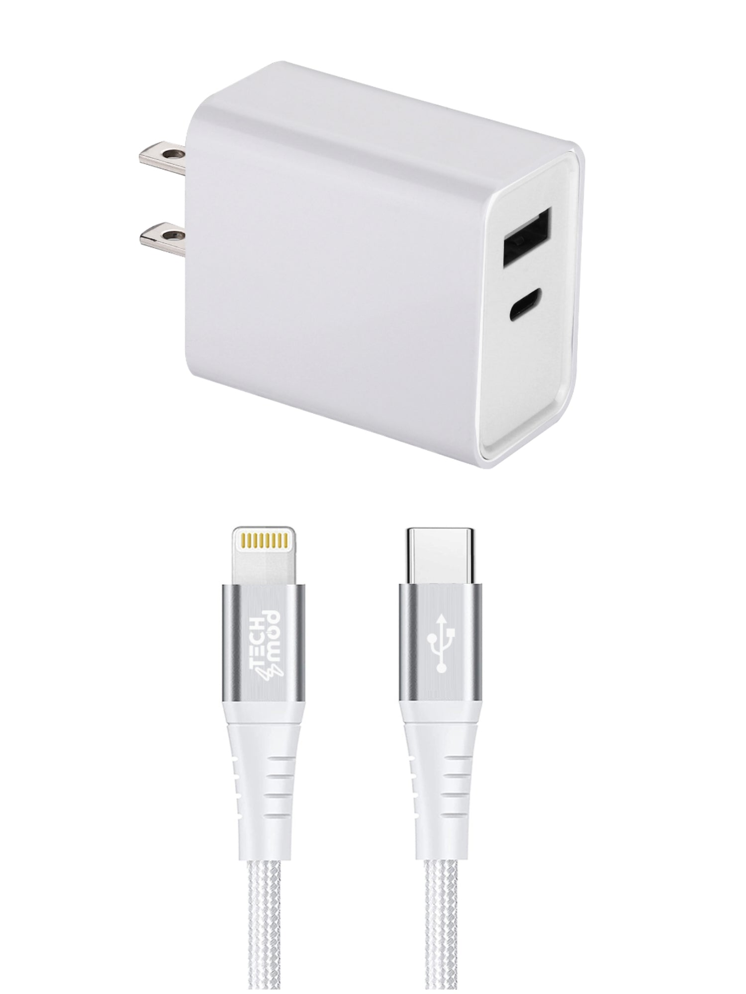 Bundle 2-Port 20W USB-C Wall Charger with USB-C to Iphone Cable