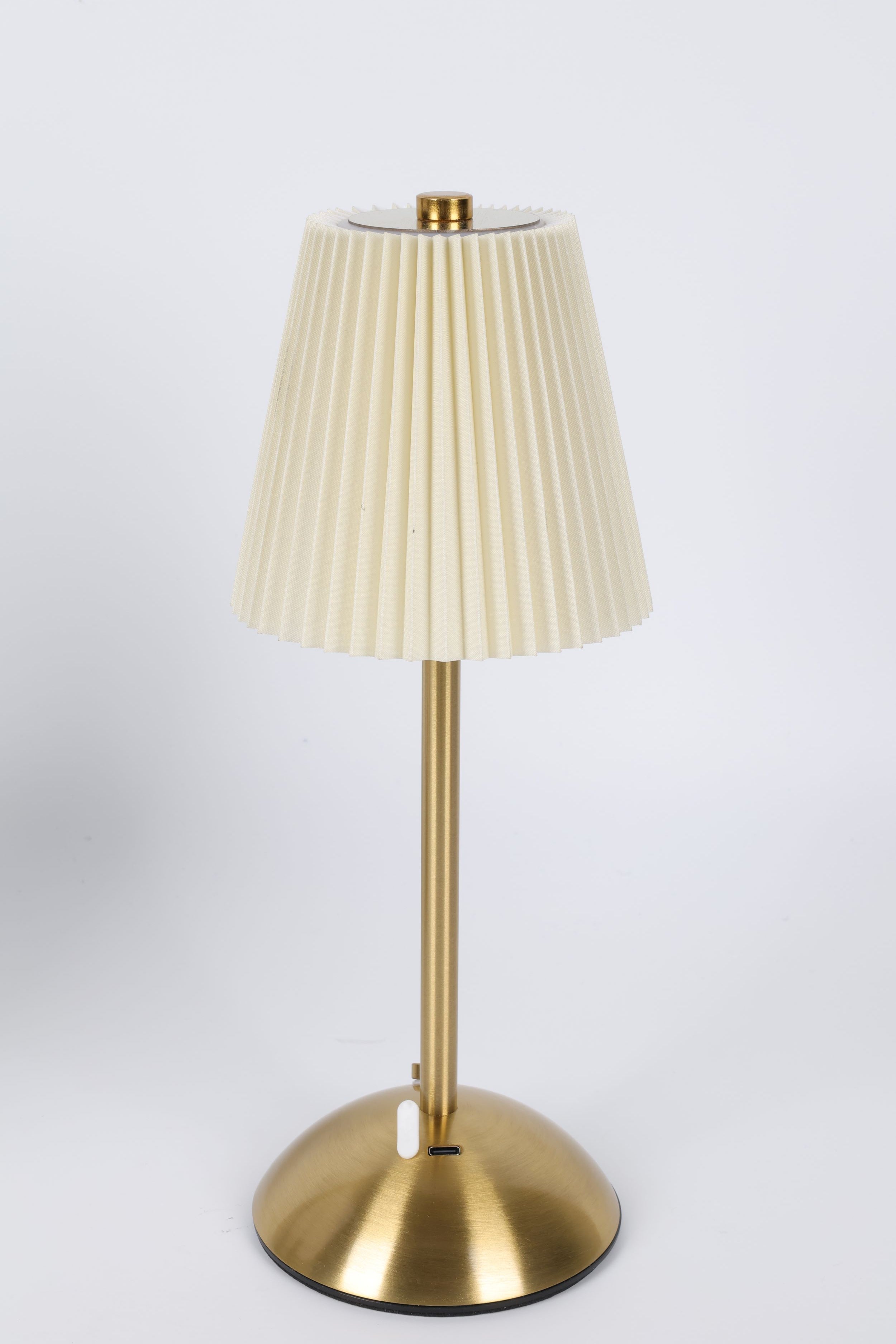 2-Pack LED Lamps - Pleated Fabric - Gold