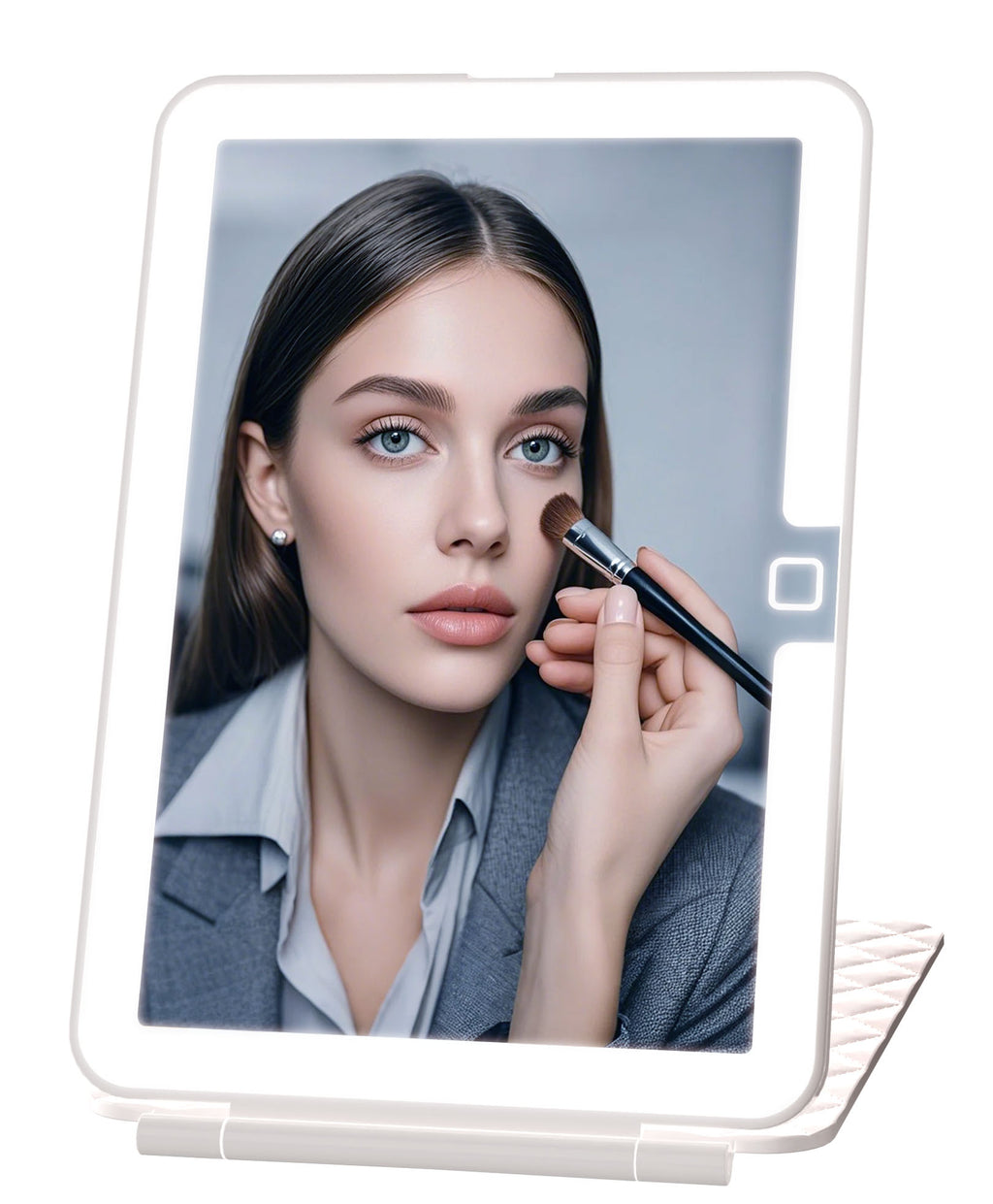 Rechargeable Foldable LED Vanity Travel Mirror – Touch Dimming, 3 Colour Lights