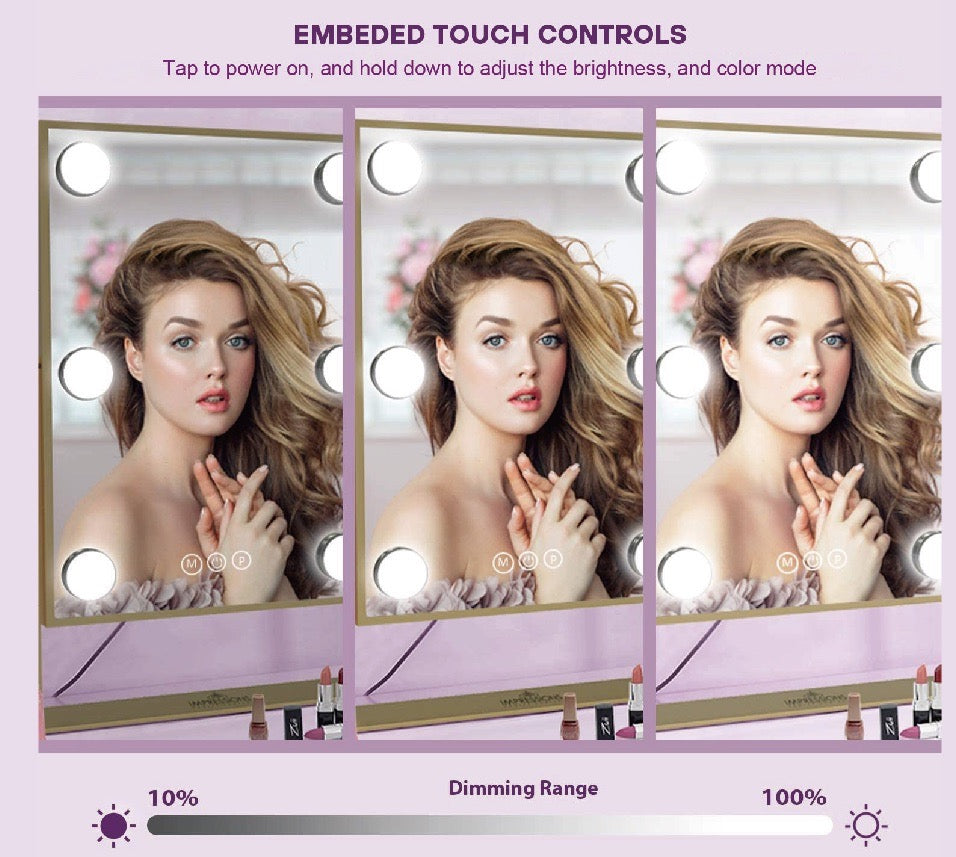 Slim LED Touch Mirror – Adjustable Brightness | Multi-White Light | Rechargeable