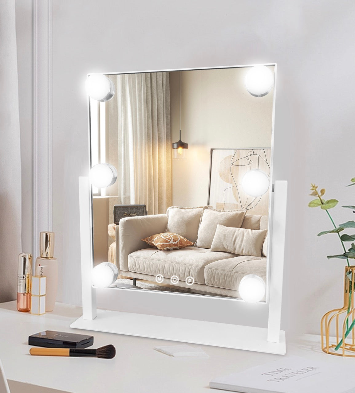 Slim LED Touch Mirror – Adjustable Brightness | Multi-White Light | Rechargeable