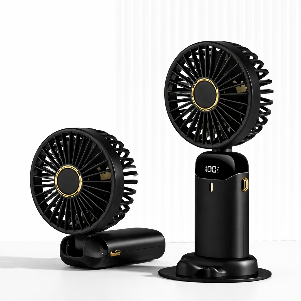 Led Fan Foldable Portable Folding Digital Fan with Stand – Rechargeable Handheld & Desk ...