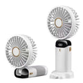 Portable Foldable Handheld Fan with Phone Stand & LED Display – 2-Pack White