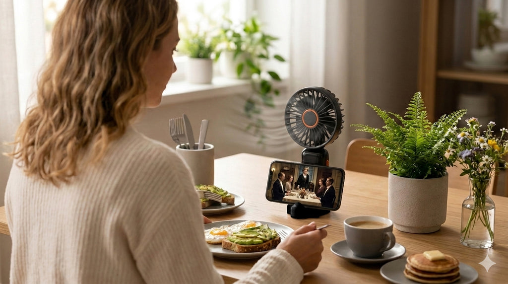 Portable Handheld Fan with Phone Holder – 2 Pack Black