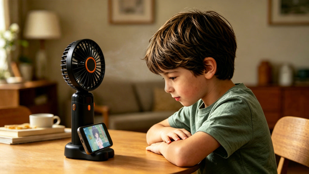 Portable Handheld Fan with Phone Holder – 2 Pack Black