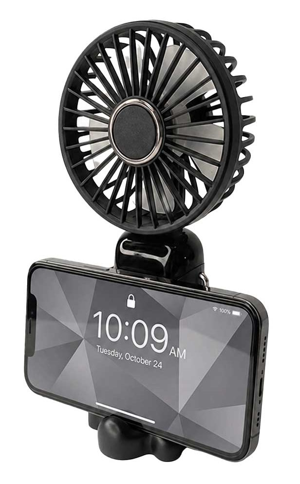 Portable Handheld Fan with Phone Holder – 2 Pack Black