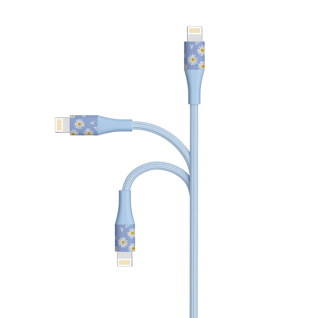 2-Pack Apple MFi Certified Braided Nylon USB to Iphone Cable 4 Feet Floral Bouquet