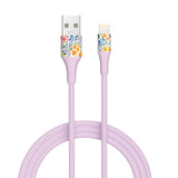 2-Pack Apple MFi Certified Braided Nylon USB to Lightning Cables - 4 Feet - Floral Bouquet & Purple Flowers