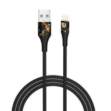 2-Pack Apple MFi Certified Braided Nylon USB to Lightning Cable - 4 Feet - Floral Marigold & Gold-Black Flowers