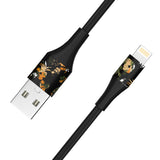 2-Pack Apple MFi Certified Braided Nylon USB to Lightning Cable - 4 Feet - Floral Marigold & Gold-Black Flowers