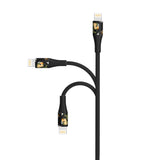 2-Pack Apple MFi Certified Braided Nylon USB to Lightning Cable - 4 Feet - Floral Marigold & Gold-Black Flowers
