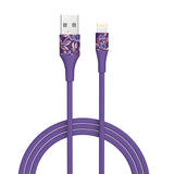 2-Pack Apple MFi Certified Braided Nylon USB to Lightning Cables - 4 Feet - Floral Bouquet & Purple Flowers