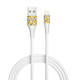 2-Pack Apple MFi Certified Braided Nylon USB to Lightning Cable - 4 Feet - Floral Marigold & Gold-Black Flowers