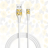 2-Pack Apple MFi Certified Braided Nylon USB to Lightning Cable - 4 Feet - Floral Marigold & Gold-Black Flowers