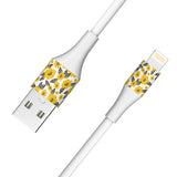 2-Pack Apple MFi Certified Braided Nylon USB to Lightning Cable - 4 Feet - Floral Marigold & Gold-Black Flowers