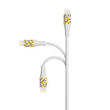 2-Pack Apple MFi Certified Braided Nylon USB to Lightning Cable - 4 Feet - Floral Marigold & Gold-Black Flowers
