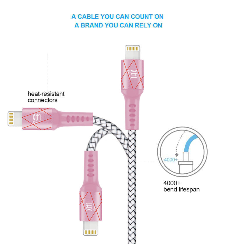 LAX Apple MFi Certified Iphone to USB Cable 4ft