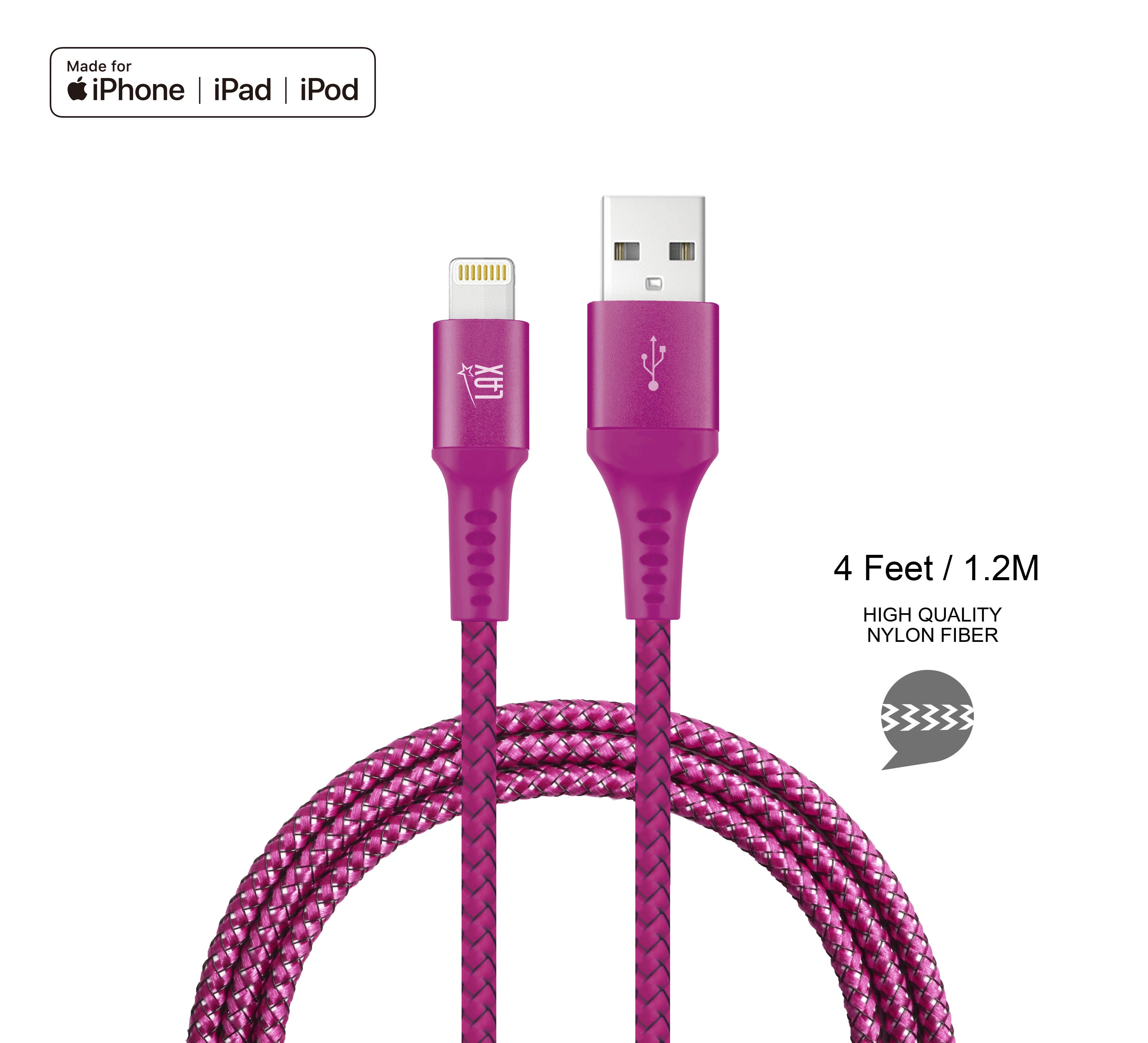 LAX Apple MFi Certified Iphone to USB Cable 4ft