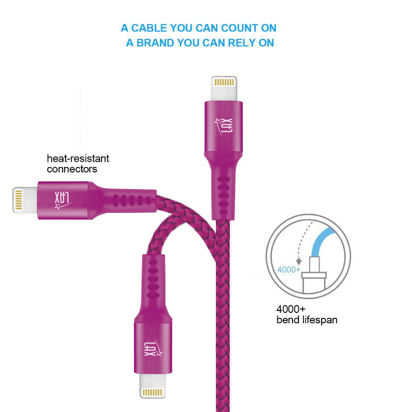 LAX Apple MFi Certified Iphone to USB Cable 4ft
