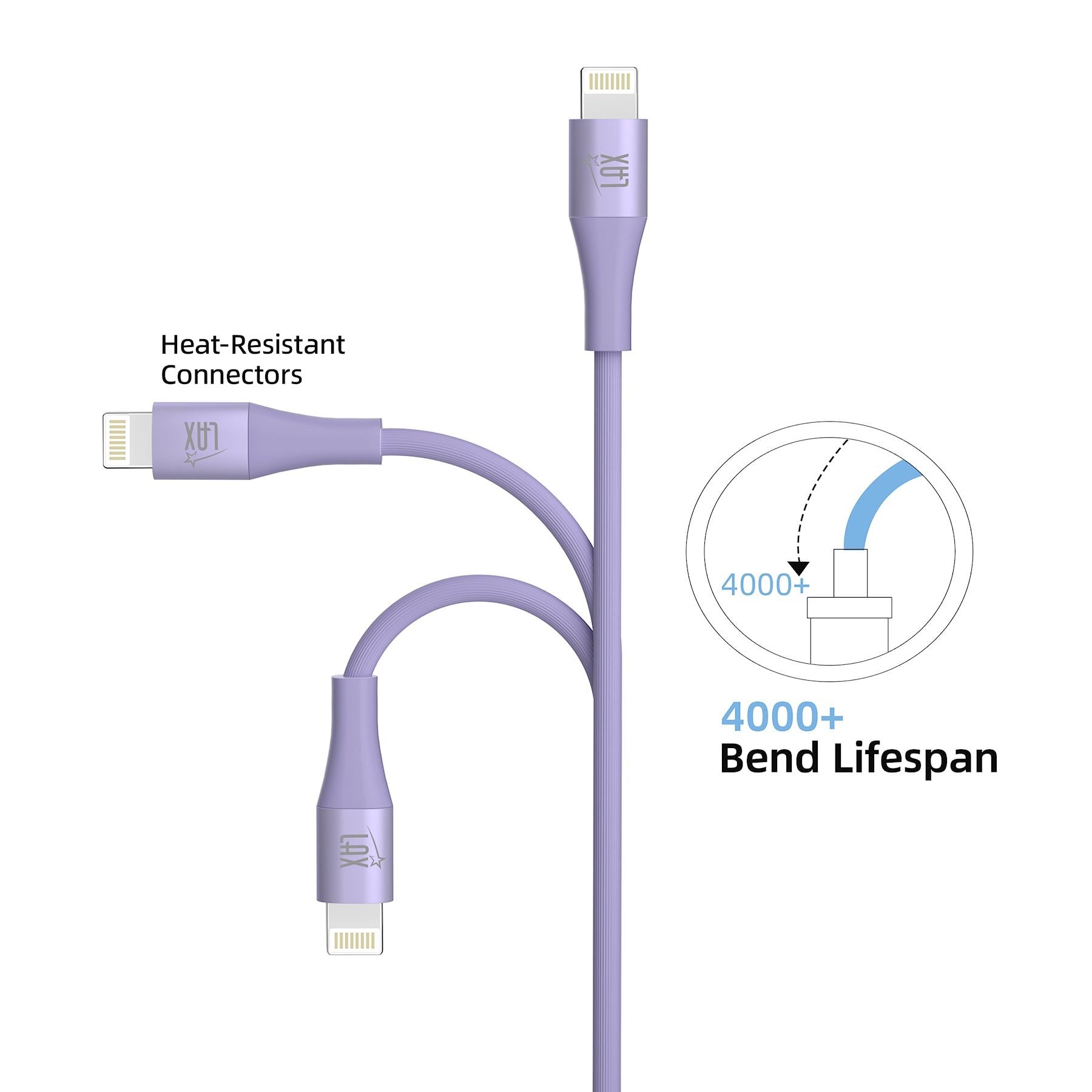 LAX Apple Fast Charging MFi Linear Iphone Cables 4 Feet and 10 Feet