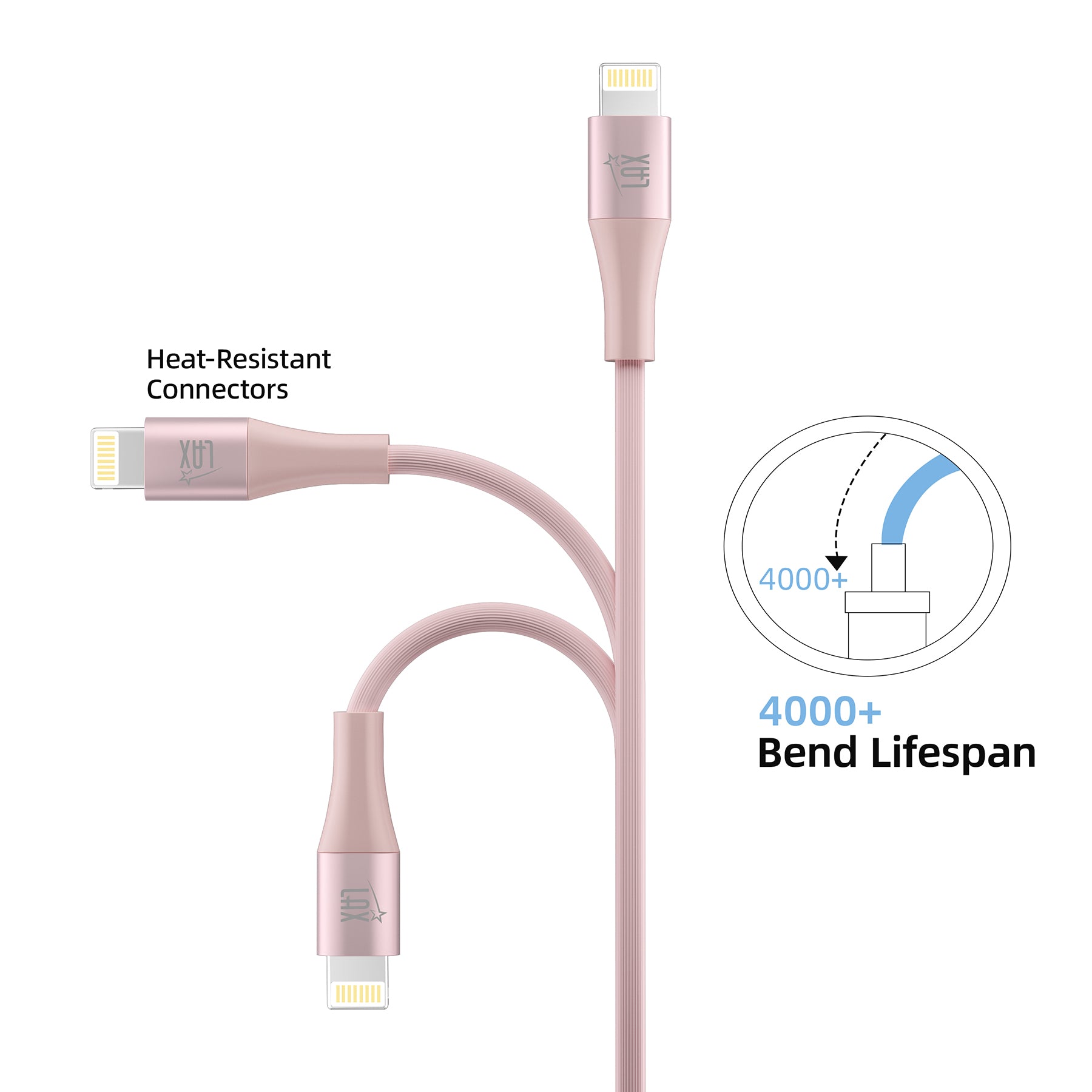 LAX Apple Fast Charging MFi Linear Iphone Cables 4 Feet and 10 Feet