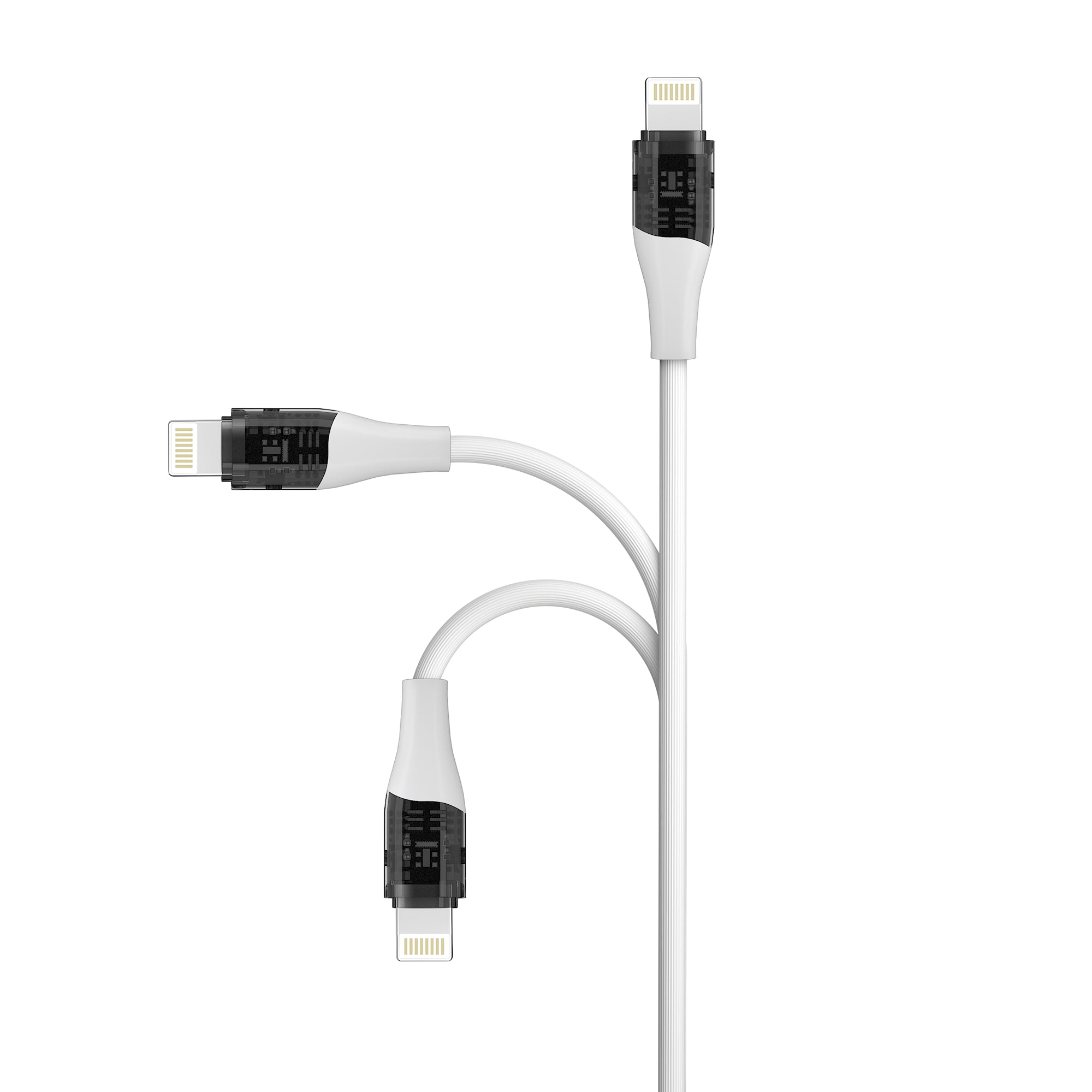 LAX Apple MFi Iphone Cables 4 Feet Clear Connectors Linear White