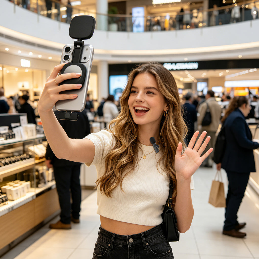LAX Magnetic Vlogging Kit | 4-in-1 LED Light & Mic Hub
