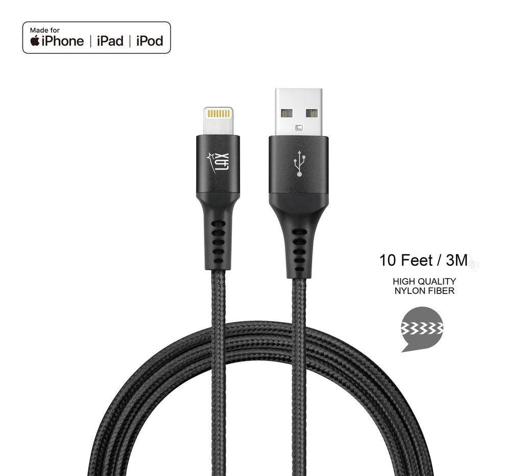 Apple MFi Certified Braided Nylon USB to Iphone - 10 Feet