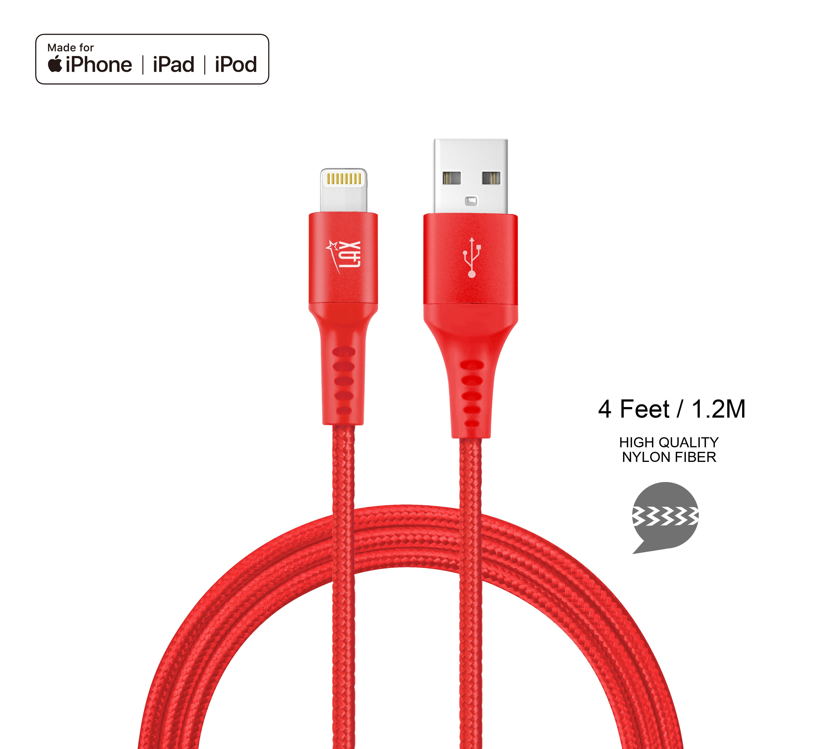 Apple MFi Certified Braided Nylon USB to Iphone - 10 Feet