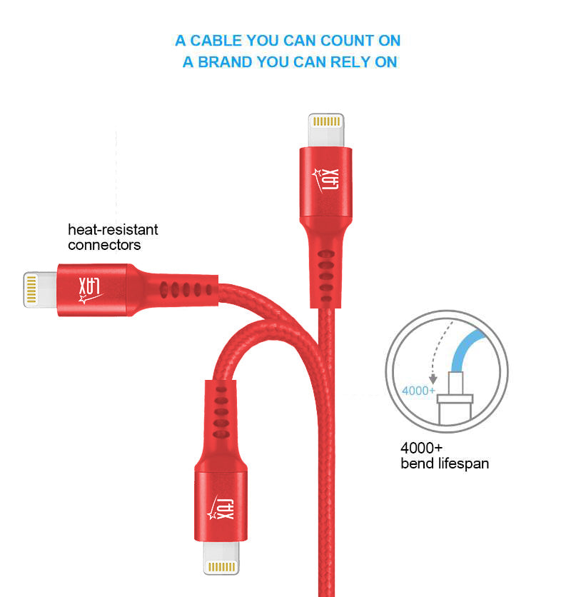 Apple MFi Certified Braided Nylon USB to Iphone - 10 Feet