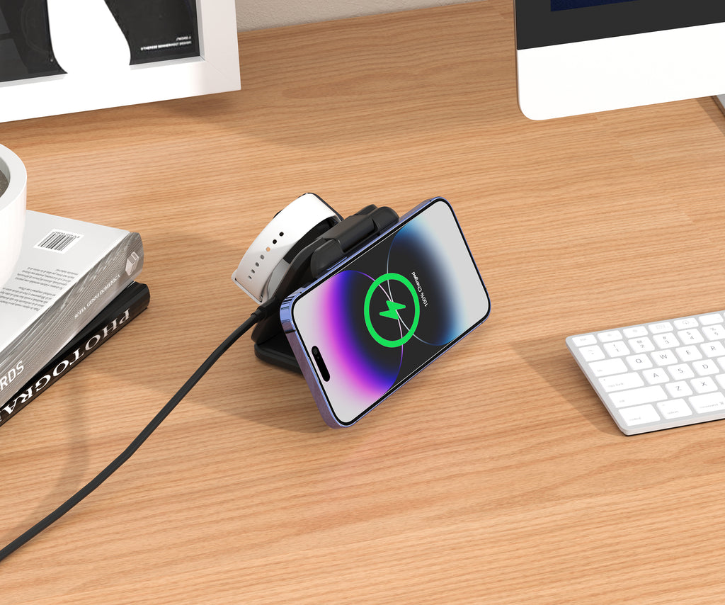 3-in-1 Magnetic  Foldable Wireless Charger for iPhone, Apple Watch, AirPods