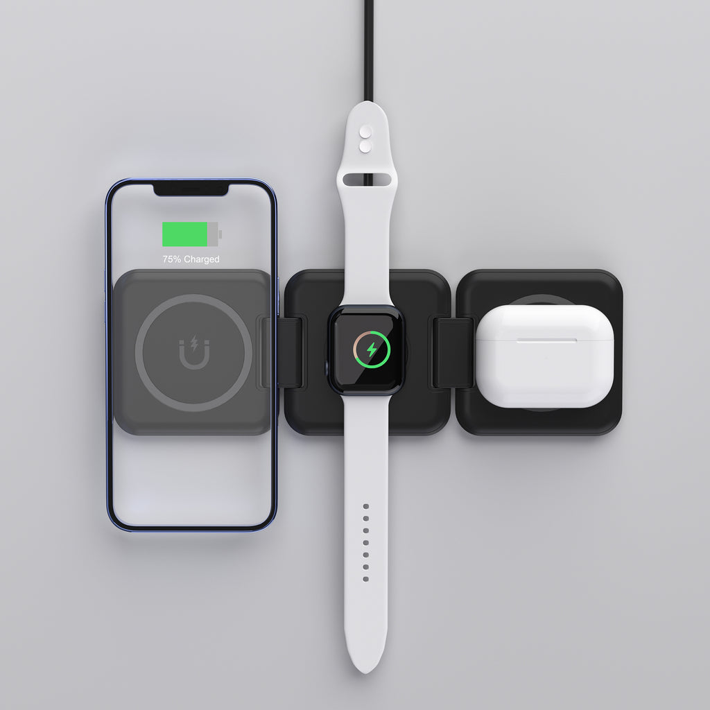 3-in-1 Magnetic  Foldable Wireless Charger for iPhone, Apple Watch, AirPods