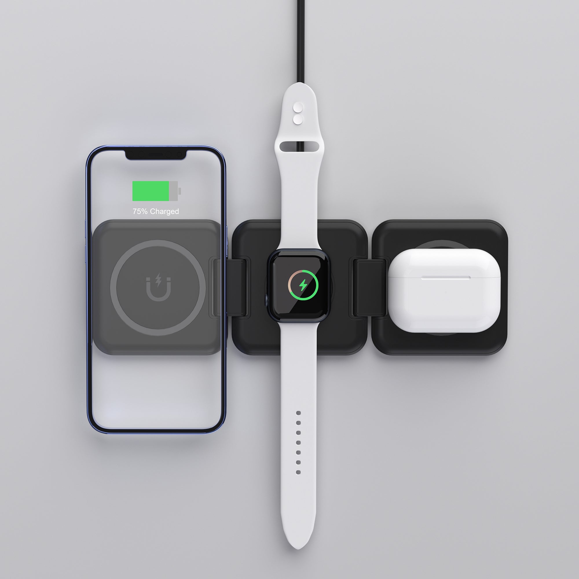 3-in-1 Magnetic  Foldable Wireless Charger for iPhone, Apple Watch, AirPods