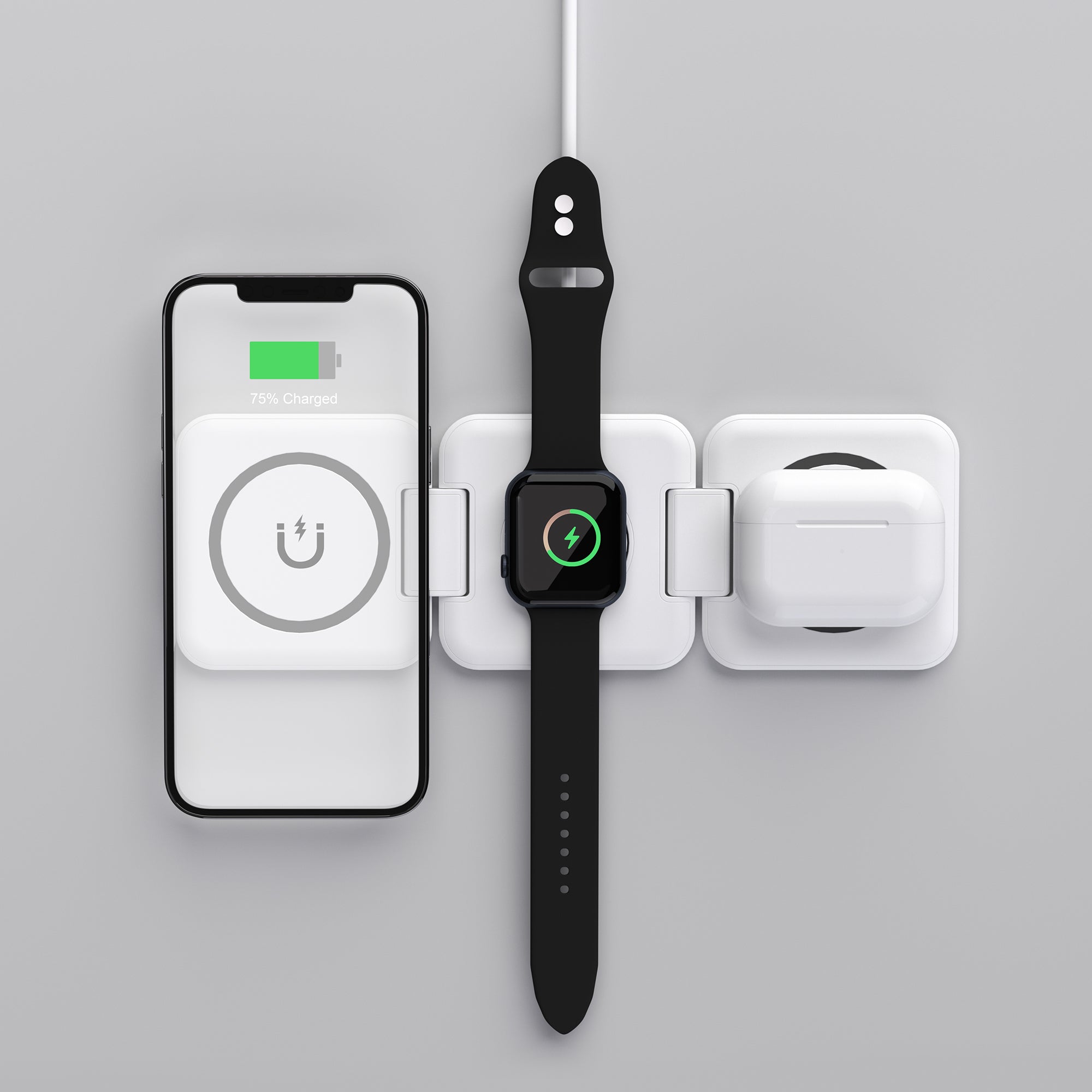 3-in-1 Magnetic  Foldable Wireless Charger for iPhone, Apple Watch, AirPods