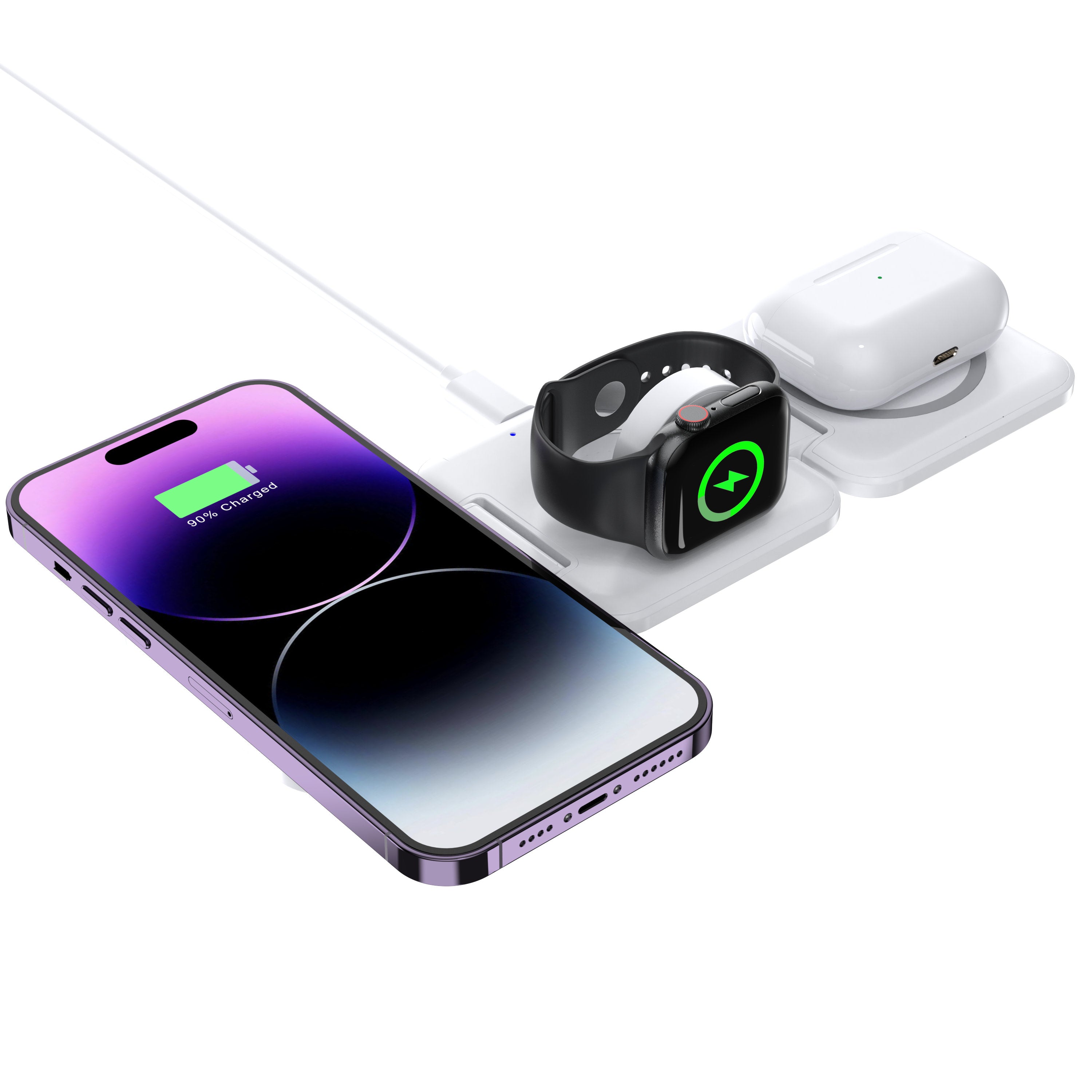3-in-1 Magnetic  Foldable Wireless Charger for iPhone, Apple Watch, AirPods