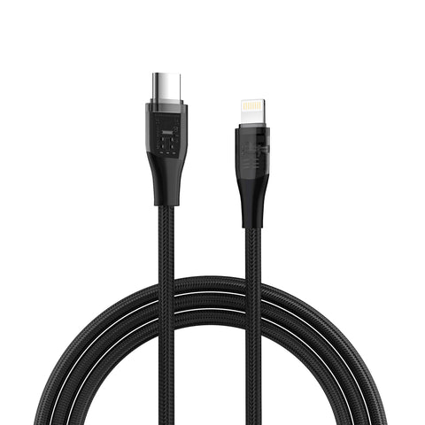 LAX Apple MFi USB-C to Lightning Cables 10 Feet Clear Connectors Braided
