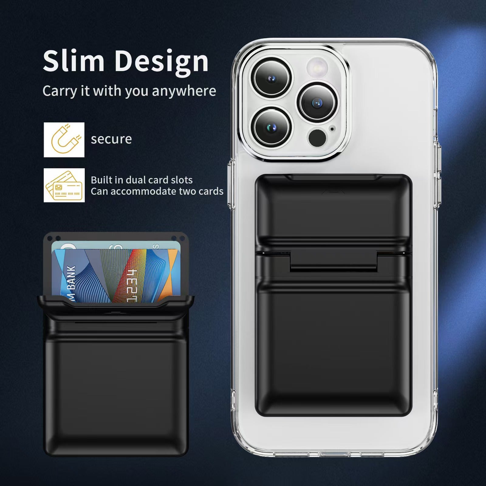 MagSafe Magnetic Card Holder Lanyard Wallet with Phone Stand