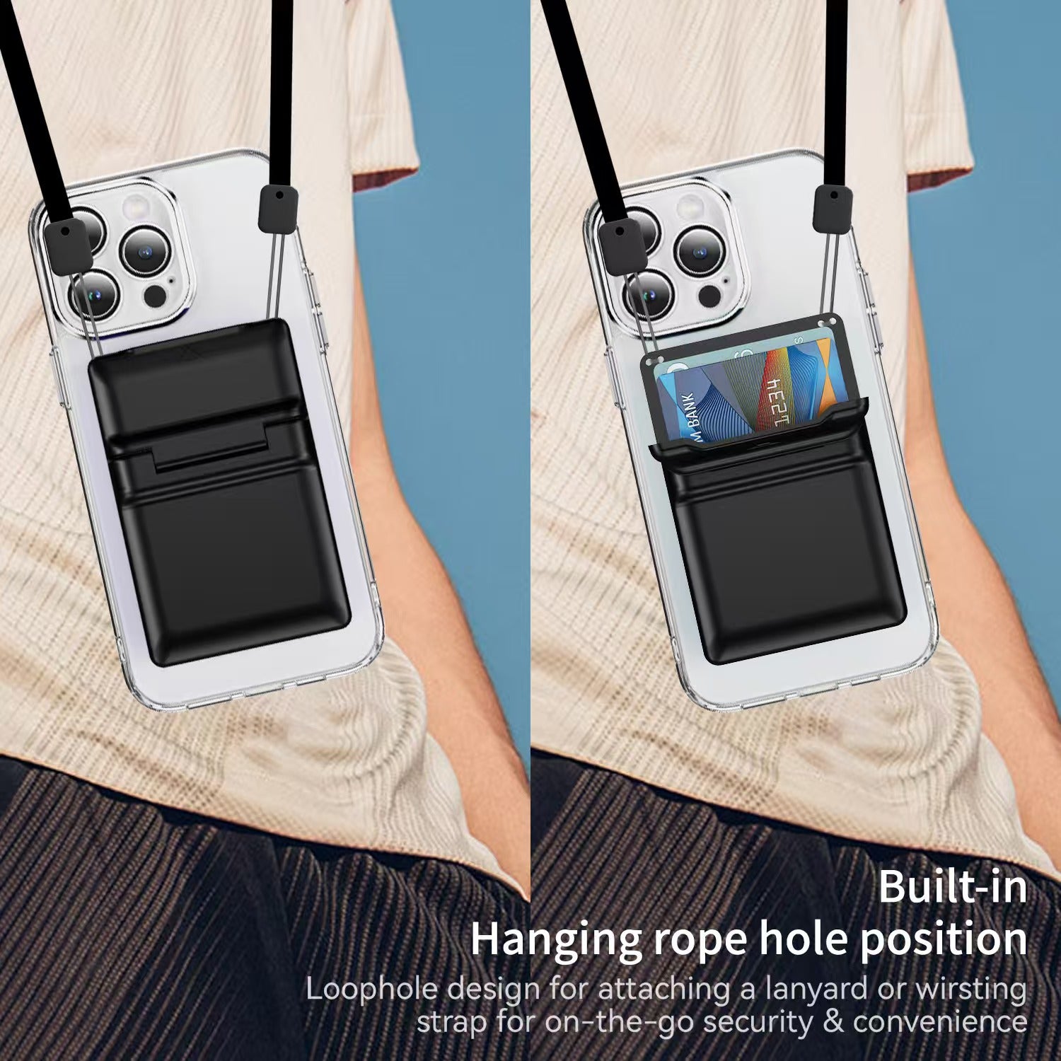 MagSafe Magnetic Card Holder Lanyard Wallet with Phone Stand