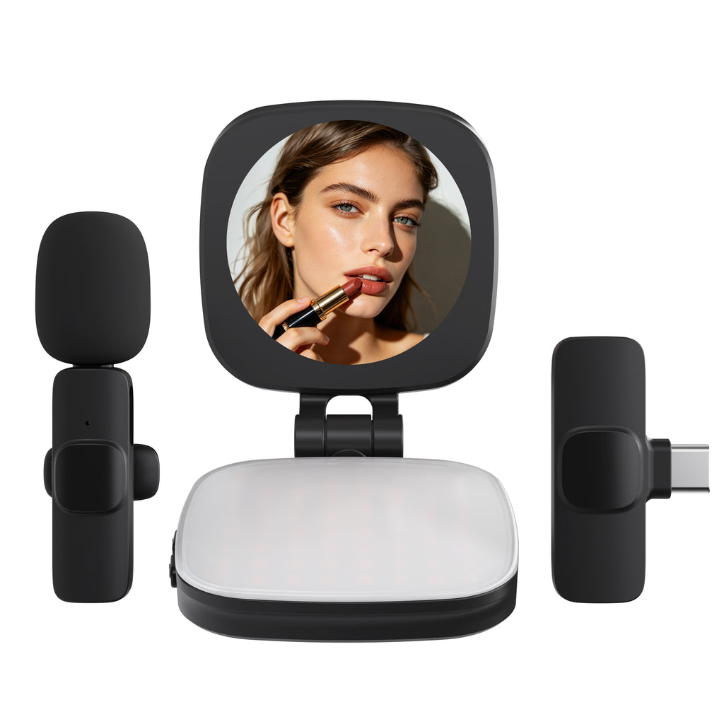 LAX Magnetic Vlogging Kit | 4-in-1 LED Light & Mic Hub