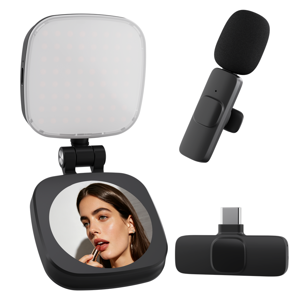 LAX Magnetic Vlogging Kit | 4-in-1 LED Light & Mic Hub