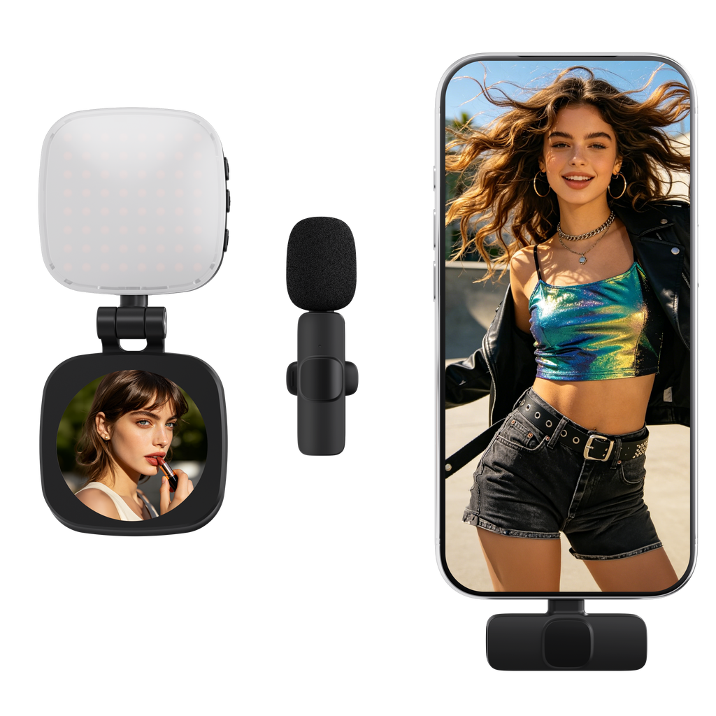 LAX Magnetic Vlogging Kit | 4-in-1 LED Light & Mic Hub