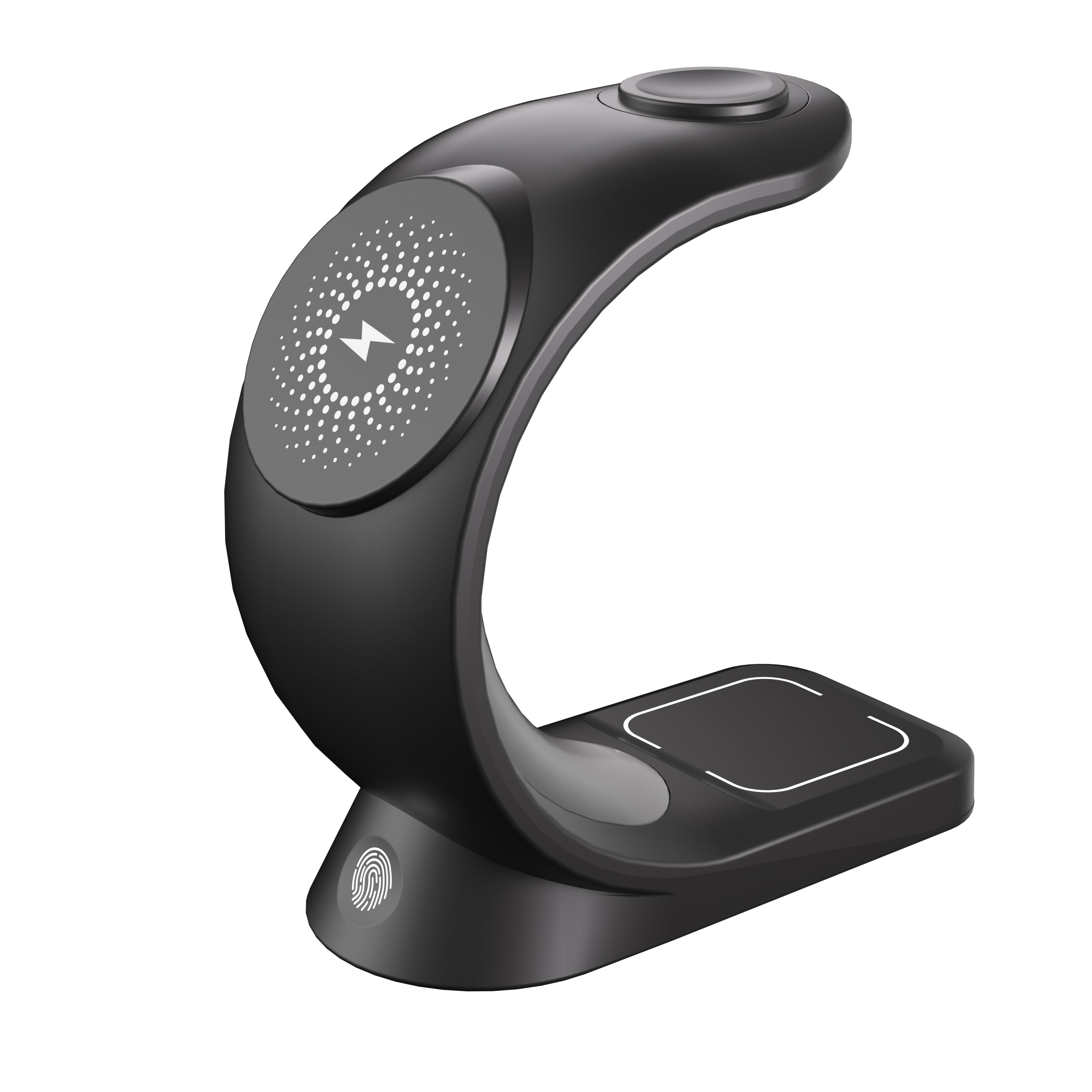 Curved Nightlight 3-in-1 MagSafe Compatible Wireless Charger for Phone, Watch, and Earphones - Black