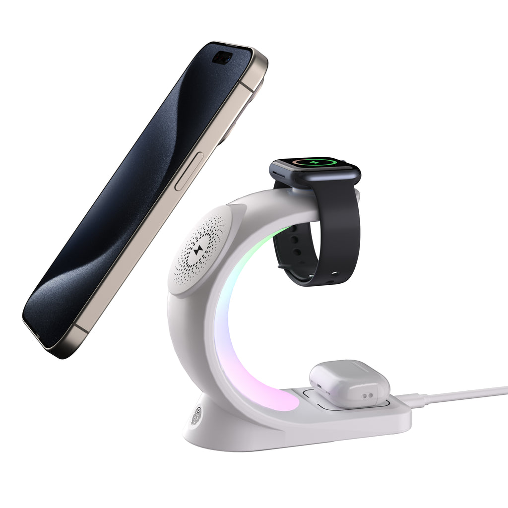 Curved Nightlight 3-in-1 MagSafe Compatible Wireless Charger for Phone, Watch, and Earphones - Black