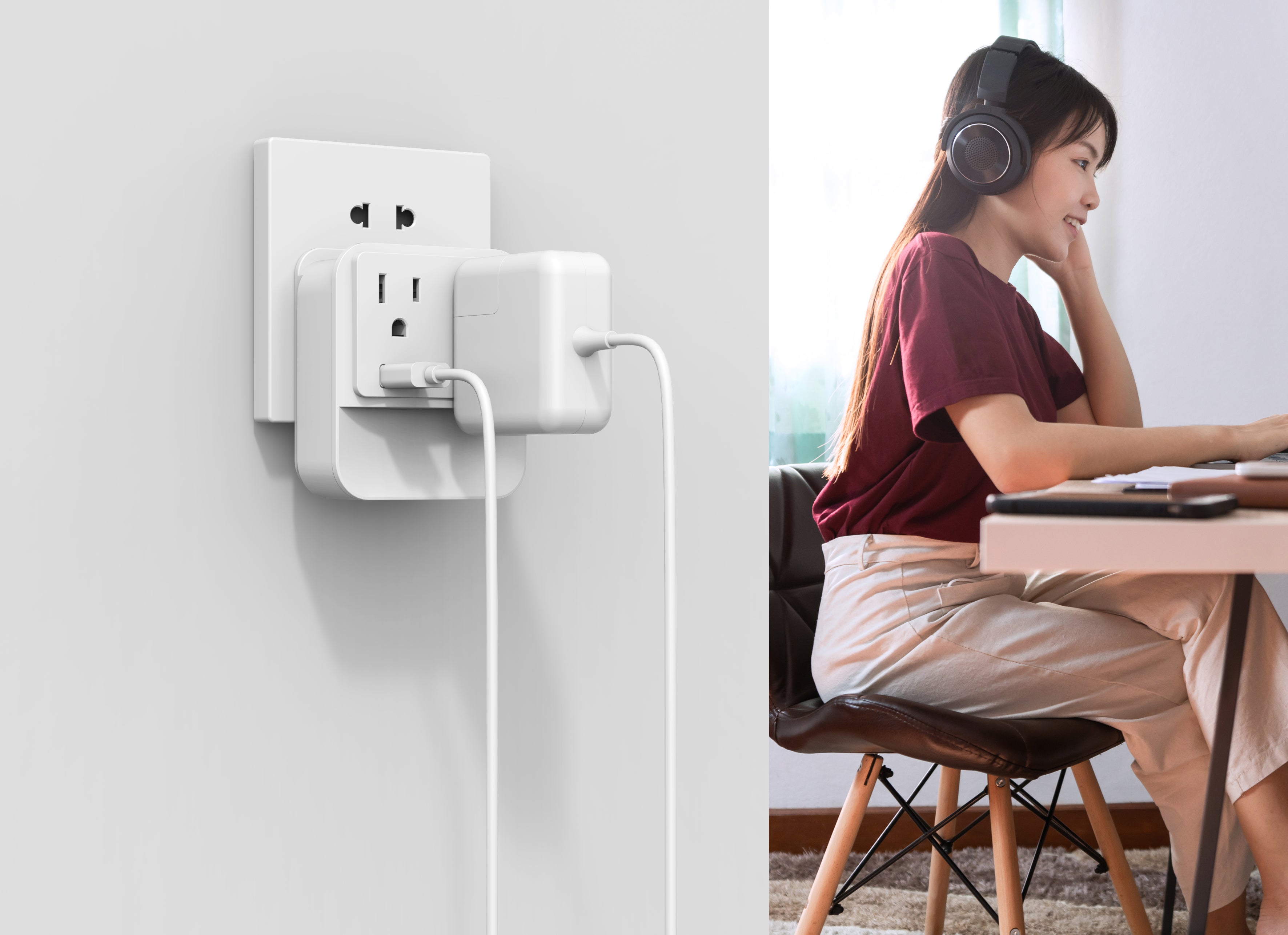 2-Pack LAX 2 Wall Outlets with 2 USB Ports and Nightlight