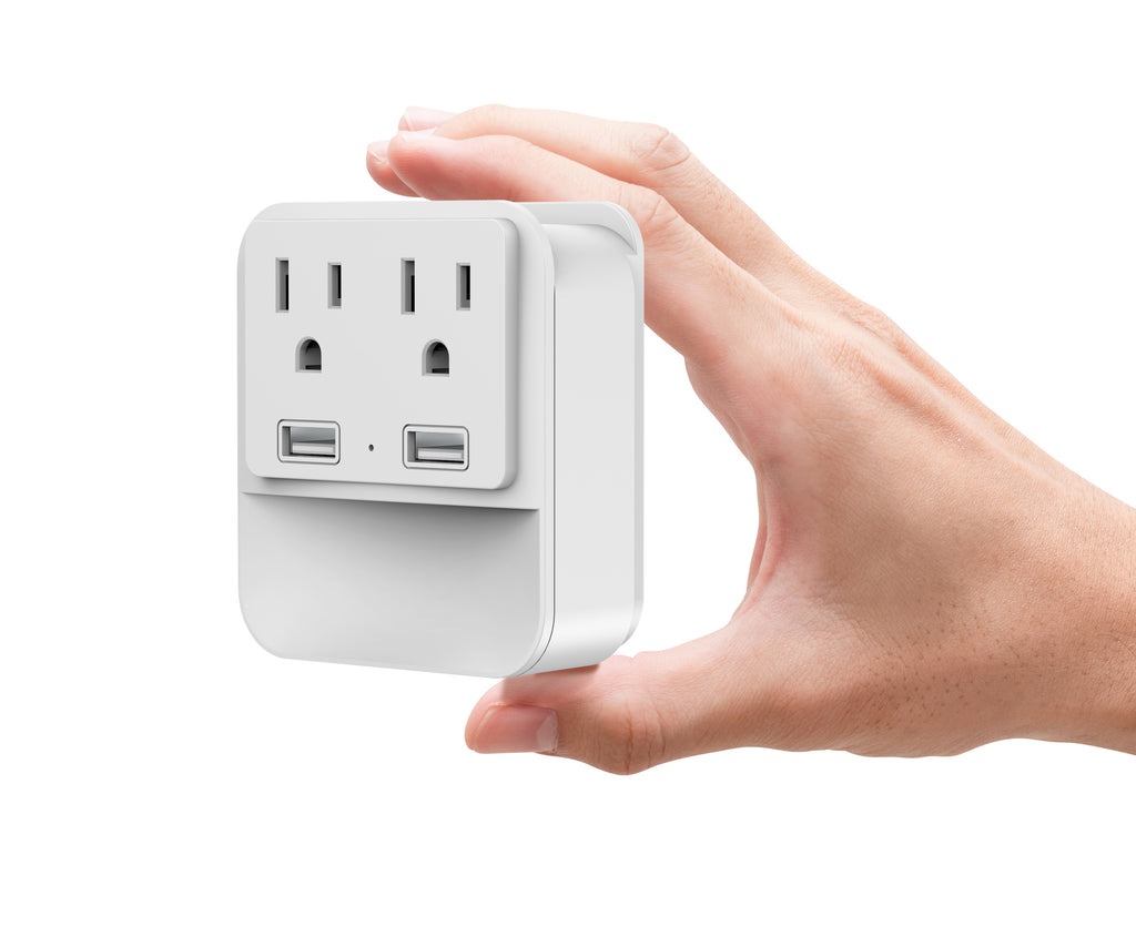Surge Protector 2-Pack | 2 AC Outlets + 2 USB Ports with LED Light