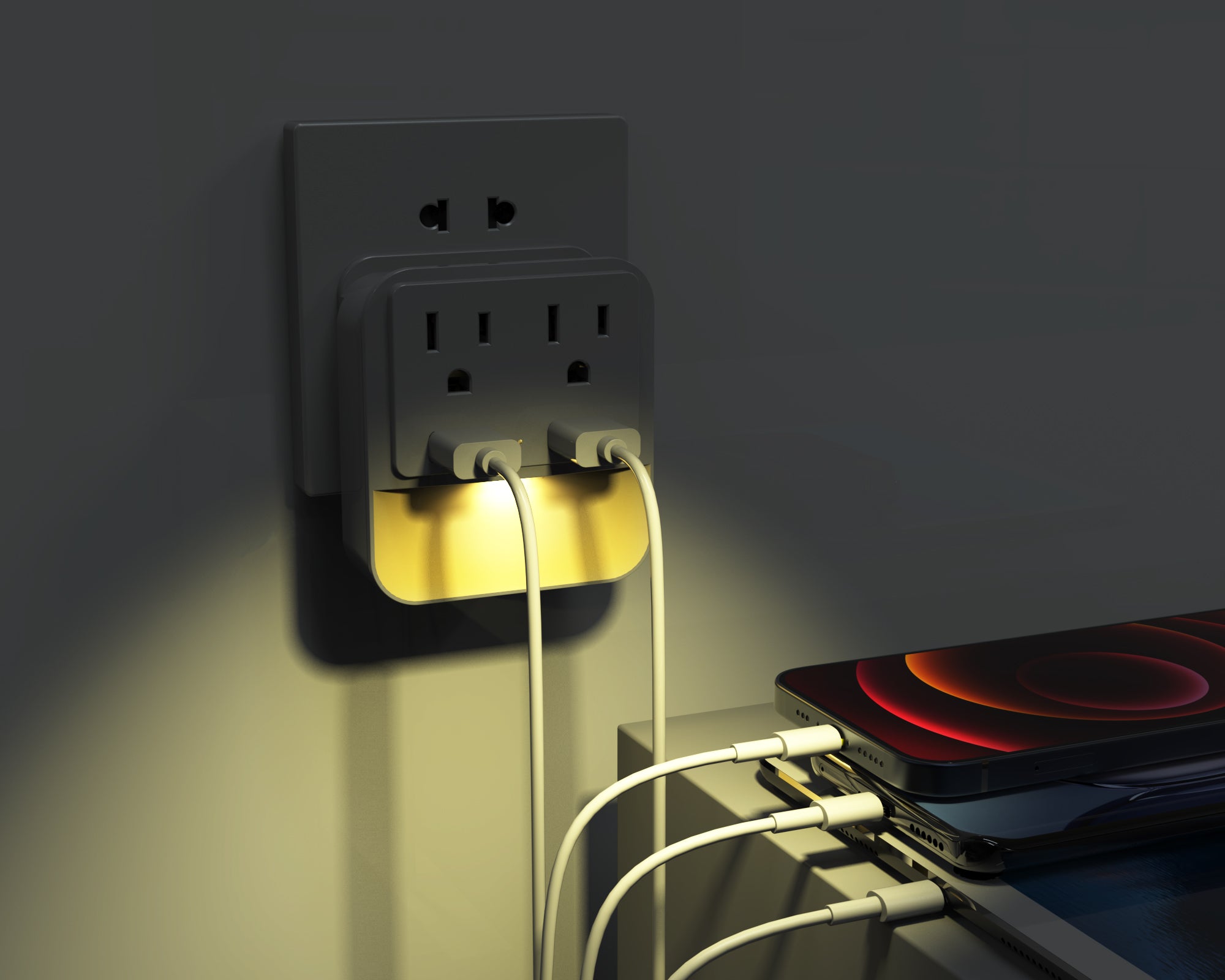 2-Pack LAX 2 Wall Outlets with 2 USB Ports and Nightlight