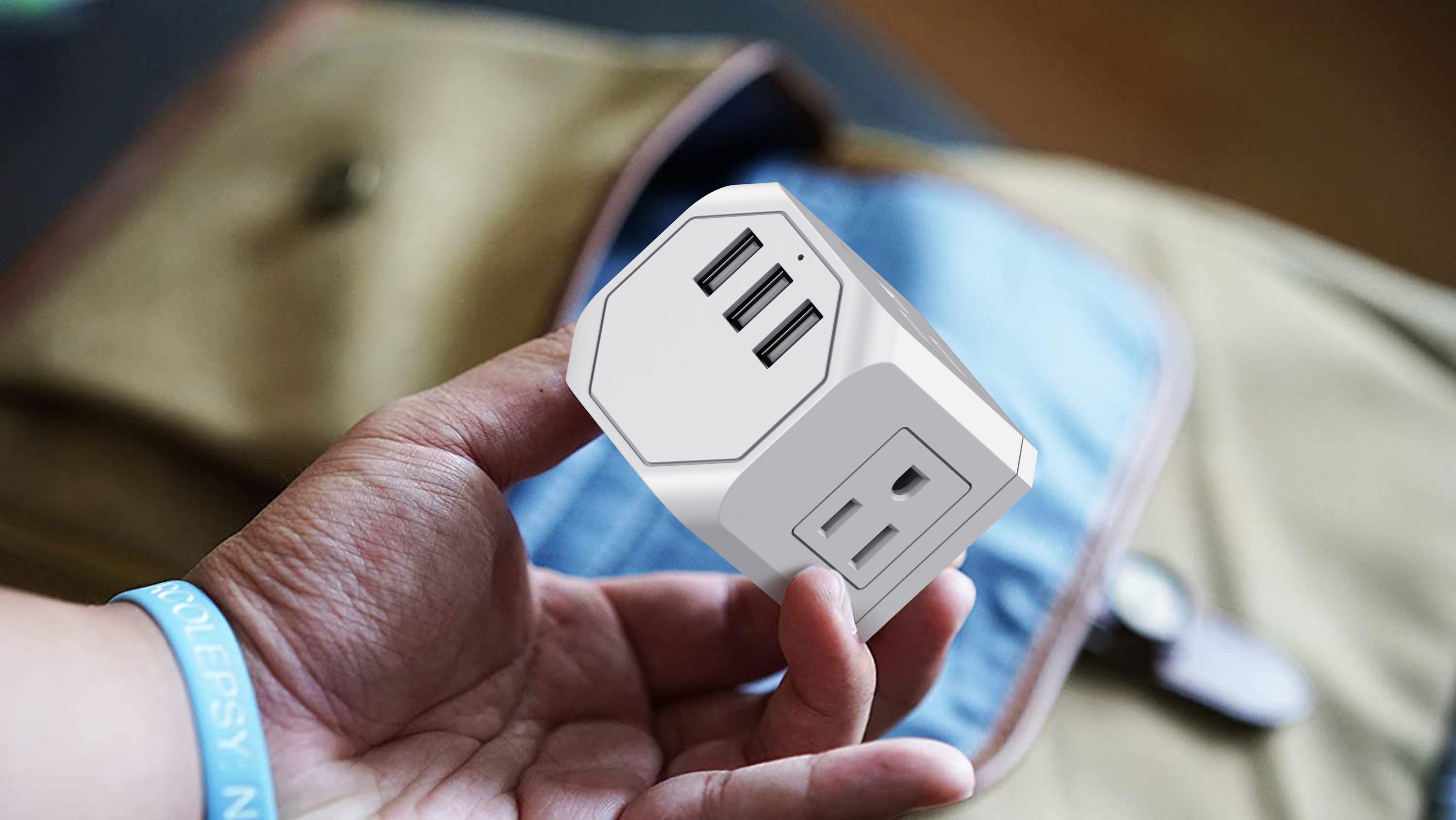 6-in-1 Wall Outlet Extender with USB & 5FT Cord – 2-Pack