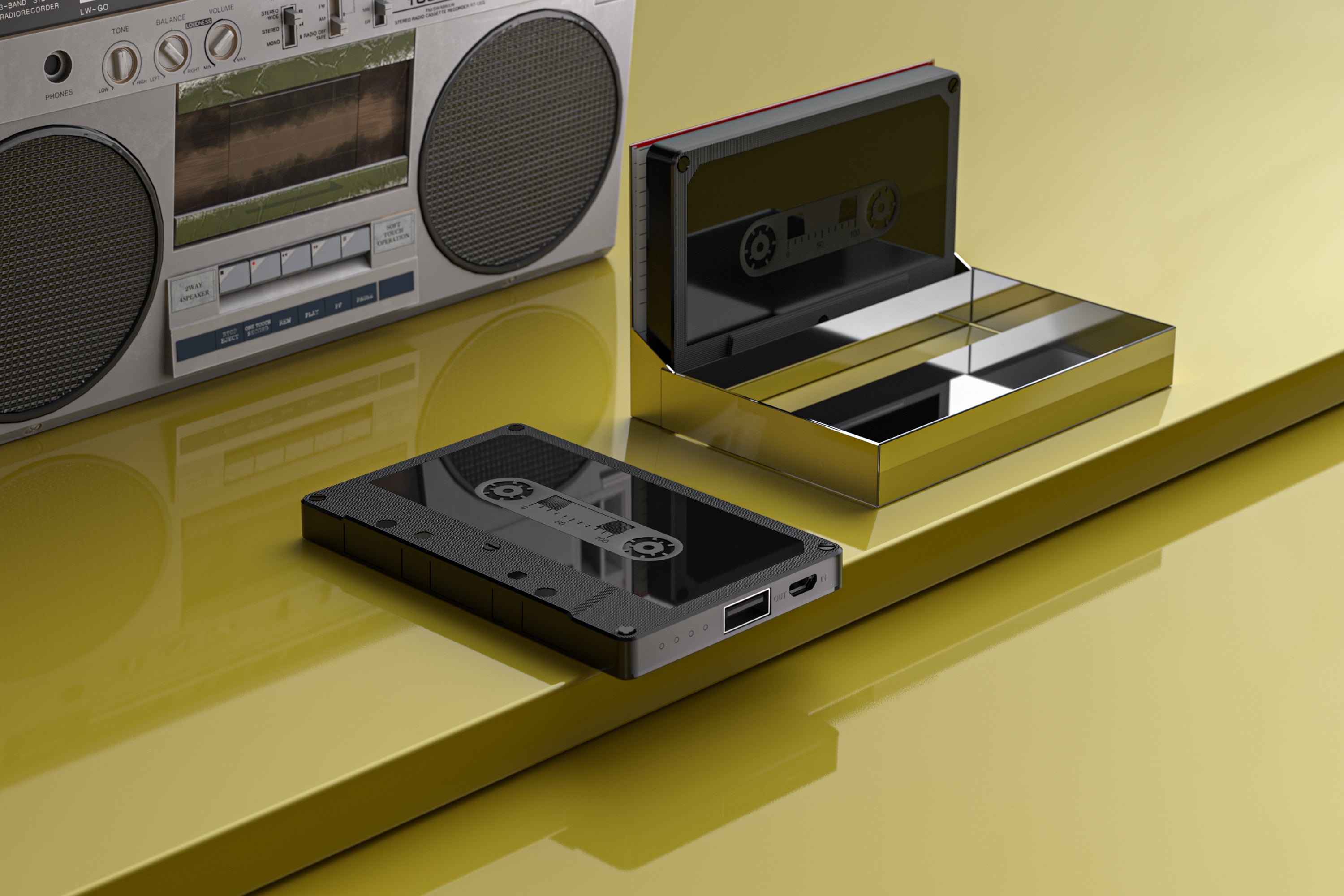 5000mAh Power Bank, Cassette-Style, Portable Charger