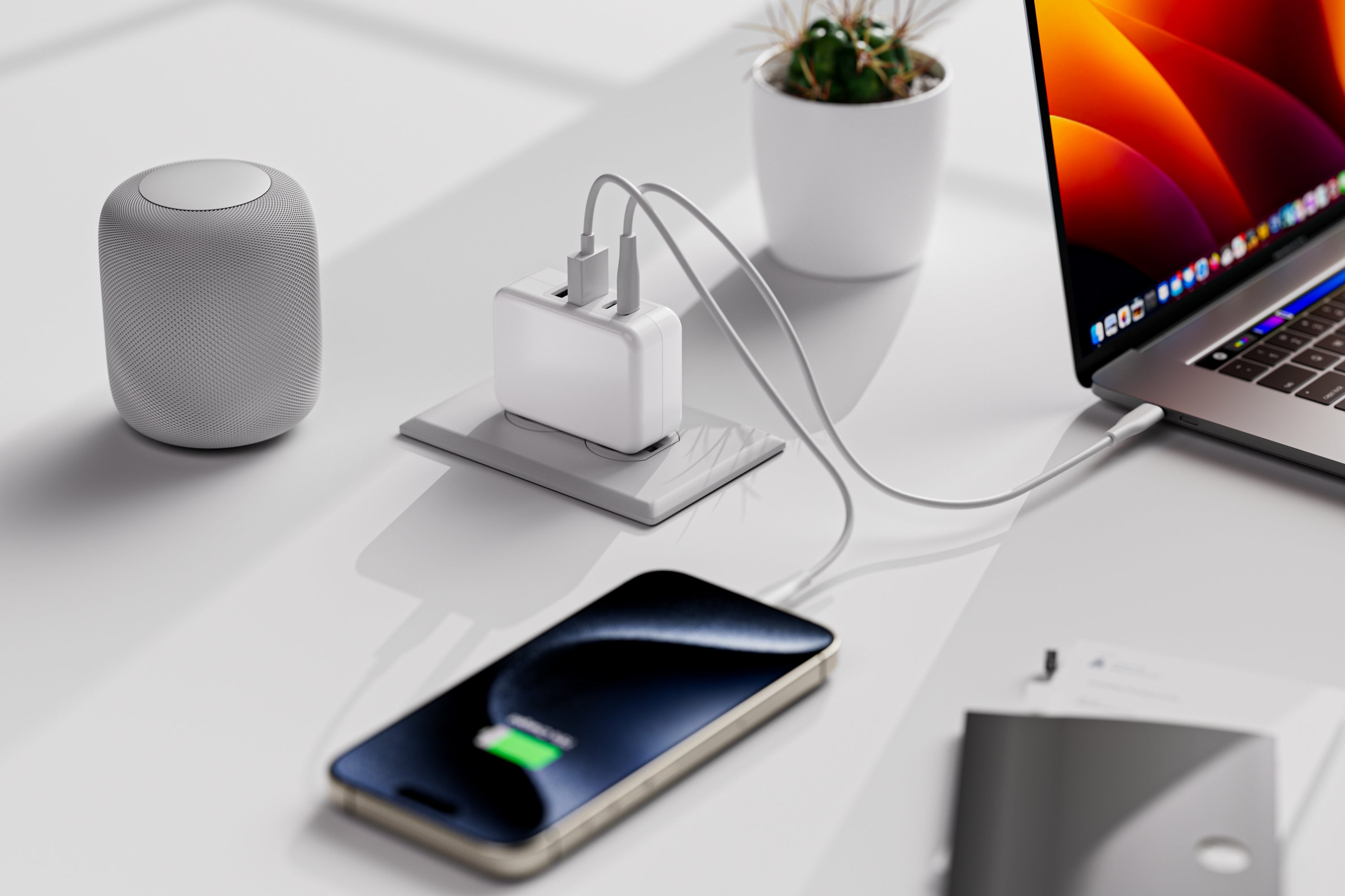 4-Port USB 20W Wall Charger - 2x USB-C + 2x USB-A