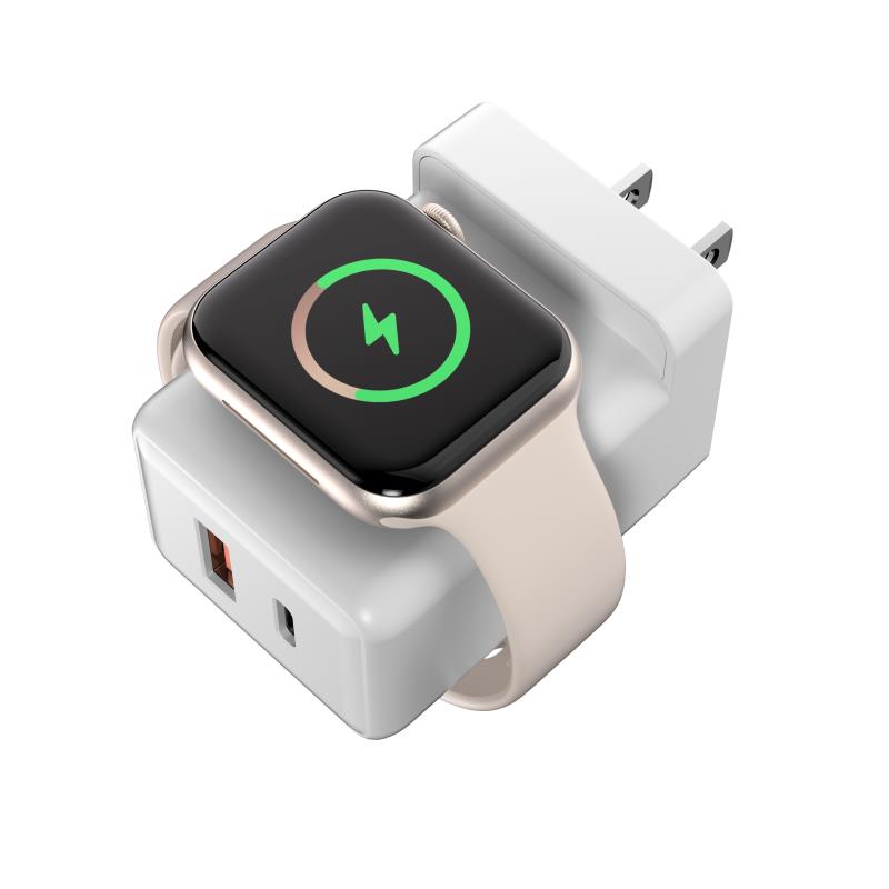 LAX 20W Wall Charger with Apple Watch Charger - White